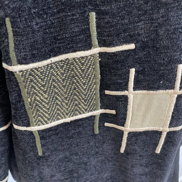 Vintage Art To Wear Jacket Womens PM Chenille Patchwork Cozy Coat Button Up - Picture 4 of 10